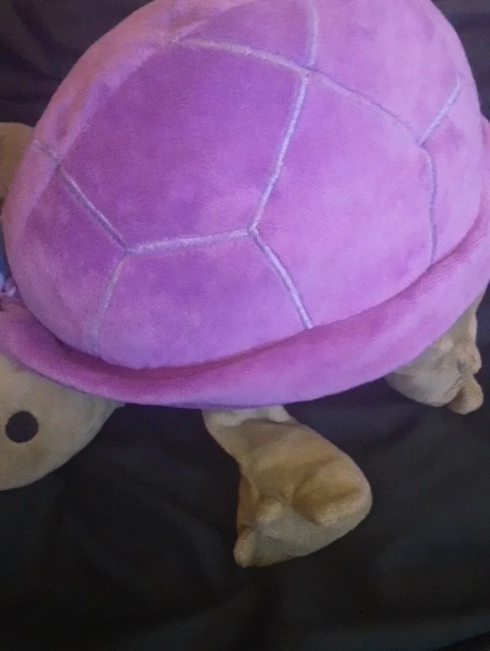 Plush Purple Turtle Stuffed Animal with Beige Accents - Cute Cuddly Toy